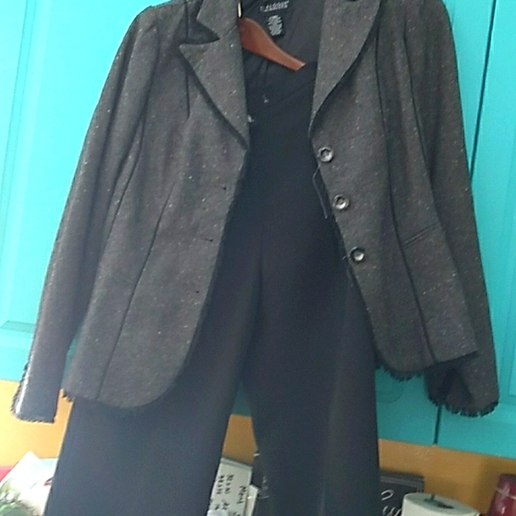 LINEN  Vintage 13” High Waist BLACK  Pants Side Zip Black Sz 8  Annie ALEXANDER - Picture 1 of 14